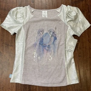 Disney Frozen 2 Anna Elsa Mädchen T-Shirt Tee Top Silber Lila Gr. 11/12 NEU Neu mit Etikett - Bild 1 von 9