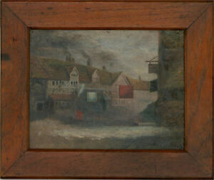 Early 20th Century Oil - Naive Style Street Scene
