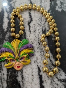 Collana perle donna mascherata piuma sfilata martedì grasso perline gasparilla - Foto 1 di 3
