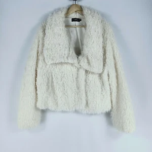 Miss Valley Girls Size 14 Jacket White Fluffy Fleece Short Collar - Picture 1 of 8