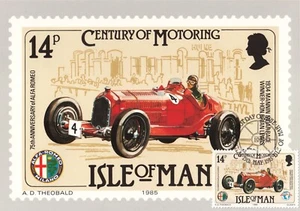 Alfa Romeo Hon Brian Lewis Ganador 1934 Histórico Rally Isla de Man Maxi FDC 1985 - Imagen 1 de 1