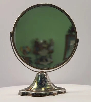 Vintage Brass and Pewter Table Top Double Sided Mirror One with Magnification - Image 1 of 4