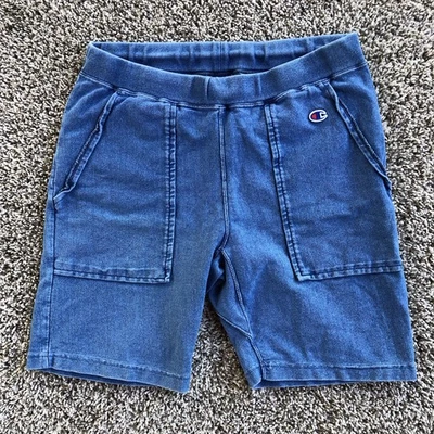 Pantalones Cortos Jersey Champion Tejido Inverso Peso Pesado Talla L Azul Elastizado Denim Foto 1 de 4