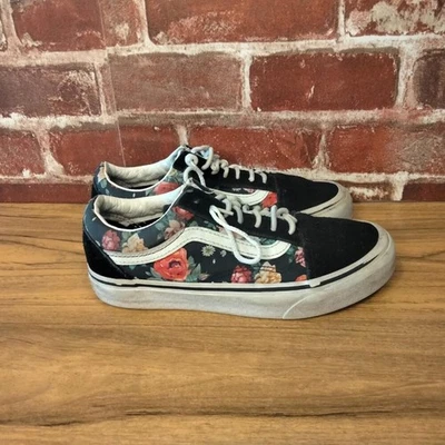 Zapatos deportivos Vans para mujer talla 5 negros con estampado de flores Foto 1 de 4