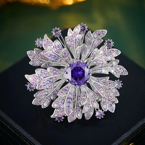 Luxury Sunflower Handmade Cubic Zirconia Brooch Pin for Women Party Jewelry Gift - Picture 1 of 5