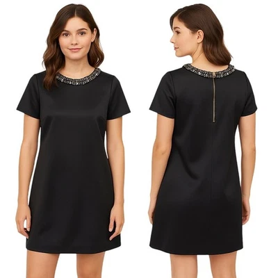 Coast Dress 10 Black Little Black Dress Beaded Sequin Neckline Lined Chic Modern - Imagem 1 de 4