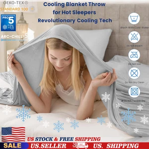 Double Sided Cooling Blanket Throw for Hot Sleepers with Q-Max Arc-Chill Fiber - Picture 1 of 8