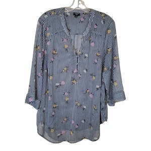 Torrid Damen Harper gestreift Blumen Bluse Top 3/4 Ärmel mehrfarbig Größe 2X - Bild 1 von 7