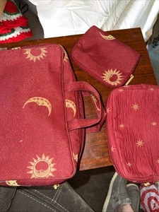 Borsa donna senza marchio con astuccio trucco e portamonete luna sole marrone. Elegante  - Foto 1 di 7