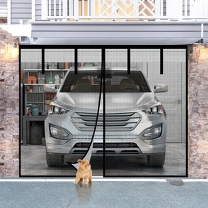 Fiberglass Garage Door Screen, 8x7Ft Magnetic Heavy Duty Garage Door Curtain ... - Picture 1 of 8