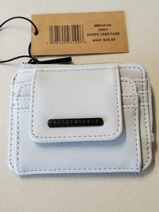 Steve Madden Harpe Card Case Wallet Grey MM246145 NWT Zip Coin Pocket ID Window - Picture 1 of 10