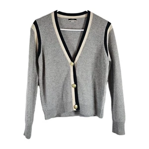 J.Crew Sweater Womens XXS 100% Cashmere Gold Button Front Cardigan Gray  Preppy - Picture 1 of 5