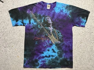 Jimi Hendrix Hemd Herren Large lila blau Batik Grafik flüssigblau Rockband - Bild 1 von 9