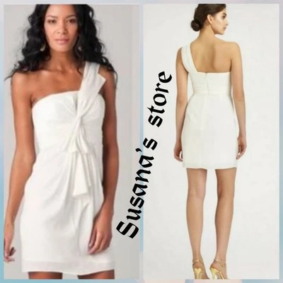 NWT BCBG MAXAZRIA SIZE 8 Palais Satin One Shoulder Ruffle Mini Sheath Dress - Image 1 of 4