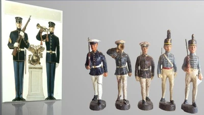 Primera Guerra Mundial Elastolin 1914-1918 Lote de 5 cadetes e infantes de marina estadounidenses de West Point 10 cm Foto 1 de 4