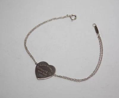 Tiffany & Co. серебро двойной цепи PRTT сердце ярлык браслет 6,75» [095GRA] - Изображение 1 из 4