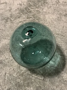 Rare Antique Japanese Glass Fishing Float – Blue Green Glass 4 in. - Picture 1 of 2