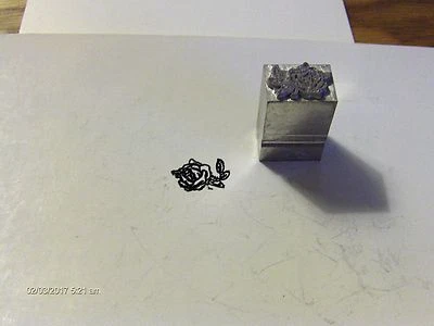 Antique/Vintage Letterpress Metal Print Block 1 Rose Flower New From 1990 - Image 1 of 2