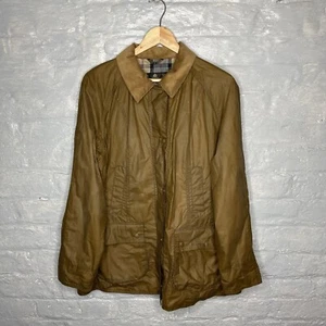 Barbour Lightweight Beadnell Women's 4oz Wax Jacket Sand Collar - Size 16 - Picture 1 of 17