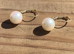Ohrringe mit weißen Zuchtperlen 8-9 mm AAA in 14 Karat Gelbgold - Bild 1 von 6