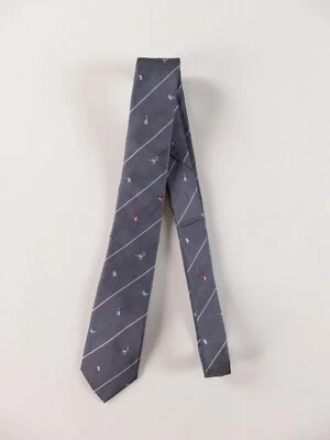 PAUL SMITH Corbata de Seda Ajustada Motivo Pájaros Gris Línea Principal Auténtica Hecha en Italia Nueva con Etiquetas Foto 1 de 4