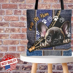 Damentasche, French Buldog Bag, süße Tragetasche Allover Print Geschenk für Sie, Mama - Bild 1 von 13