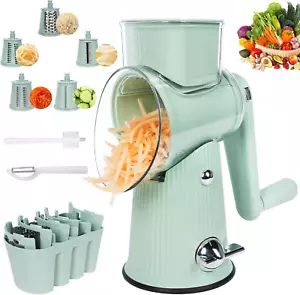 Rotary Cheese Grater,Multifunction 5 in 1 Chopper Vegetable Cutter Slicer, round - Picture 1 of 7
