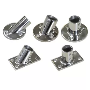 Relingfuß Edelstahl V4A Bimini Reling Fuß Bodenplatte poliert Boot Maritim Segel - Bild 1 von 6