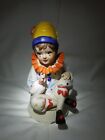 Figurine clown vintage en porcelaine biscuit Royal 8 pouces de haut par 4,5 pouces de large