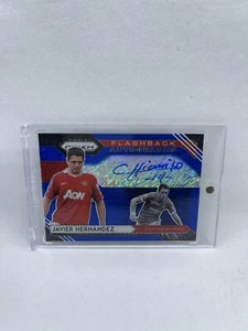 Javier Hernández 2020-21 Prizm Blue Shimmer FOTL SSP Flashback Auto Manchester - Imagen 1 de 2