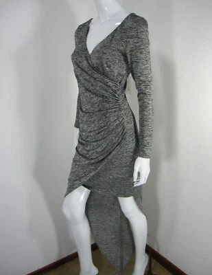 VESTIDO LUMIER BY BARIANO MANGA LARGA ALTO BAJO Talla XS GRIS CUELLO EN V  Foto 1 de 4