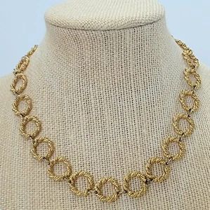 Vintage Crown Trifari Gold Tone Textured Rings Necklace - Picture 1 of 4