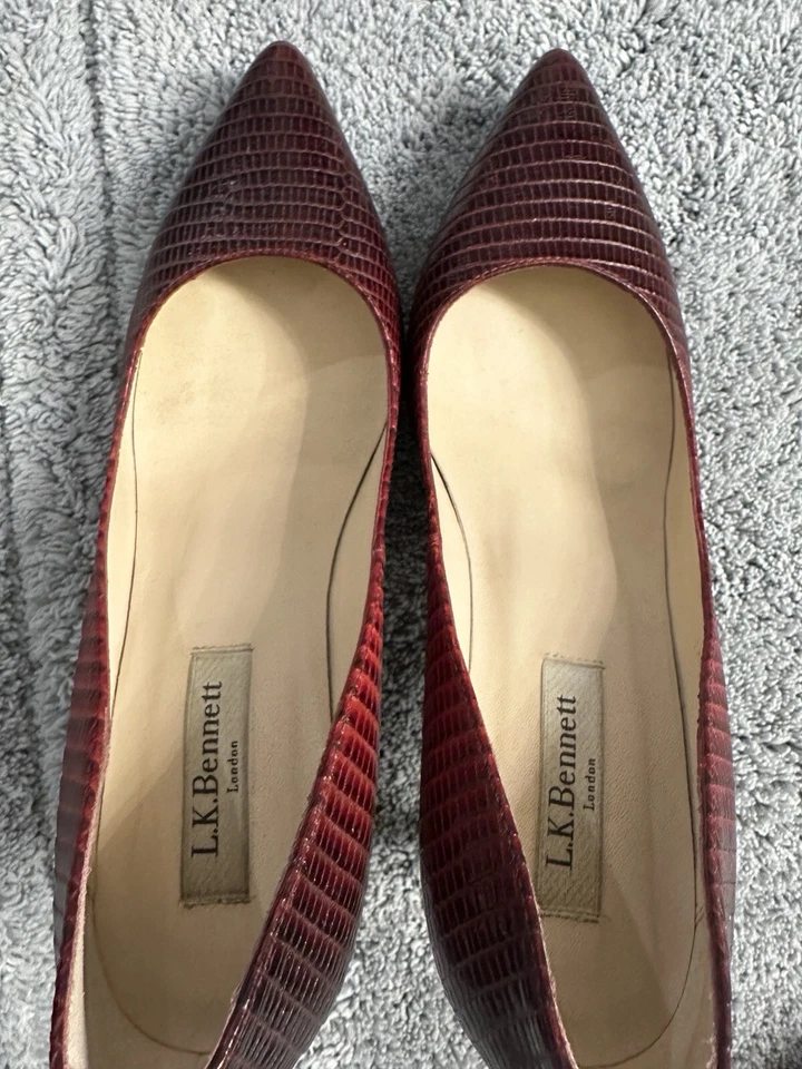 Nuevo, Diseñador, L.K. Tacón de piel de serpiente Bennett, talla 6. Boda, graduación, trabajo, comodidad Foto 1 de 4