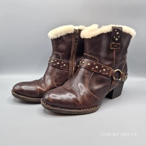 Born Connolly Women's Boot 9.5 Brown Leather Shearling Sheep Studded Boot D15816 - Picture 1 of 10