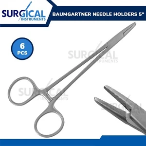 6 Pcs Baumgartner Needle Holders 5.50" Surgical Dental Stainless Steel German Gr - Picture 1 of 3