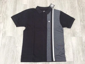 MENS SKA AND SOUL REGULAR FIT COTTON PANEL STRIPE PK POLO SHIRT BLACK SIZE XL - Picture 1 of 2