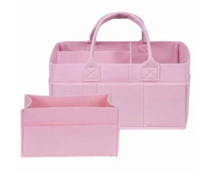 Sammy And Lou Storage Diaper And Wipe Caddies In Felt Color Iced Pink - Picture 1 of 6