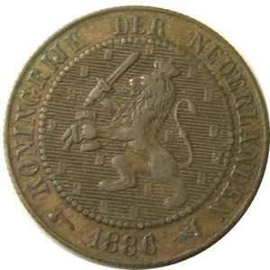 elf Netherlands 2 1/2 Cent 1886 Lion - Picture 1 of 2
