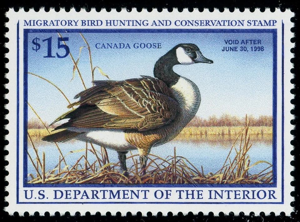 (23498 )  US stamp scott#  RW64 MNHOG  (XF, $15 Federal Duck stamp) - Image 1 of 1
