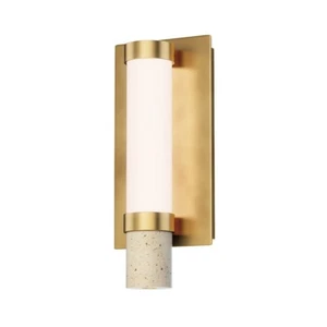 ET2 Lighting Travertine 2Lt LED Sconce, Travertine/Gold/White - E11050-01TVGLD - Picture 1 of 1