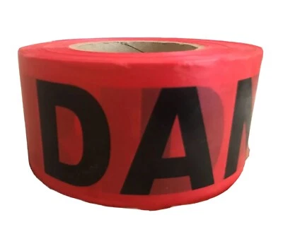 NEW Red High Visibility DANGER Barricade Safety Flagging Tape 3in x 1000ft Roll - Image 1 of 4