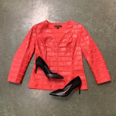 Lafeyette 148 red leather stripe blazer, new with tags size 4 - Image 1 of 4