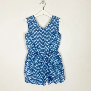 Eden & Esme Girls Geometric Pattern Romper Blue Sz 6-7 100% Cotton - Picture 1 of 5