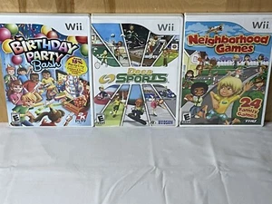 Nintendo Wii 3 Game Lot Deca Sports Neighborhood Games Birthday Party Bash - Picture 1 of 11