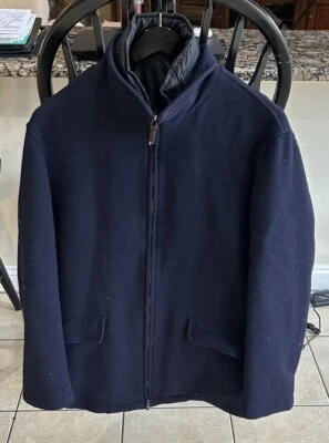 CANALI 100% Wool Double Coat with Removable Liner Size 48 / M Blue - Image 1 of 4