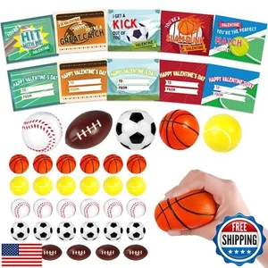 Shemira 30 Pack Valentine's Day Cards for Kids with Mini Sport Balls for Scho - Picture 1 of 5