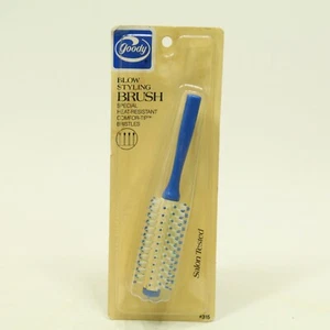 Vintage Goody Blow Styling Brush Blue 315 Square Grip Ball Tip Bristles 1982 NOS - Picture 1 of 6