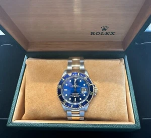 Rolex Submariner 16613 Silver and Gold Oyster Bracelet with Blue Bezel - Picture 1 of 5