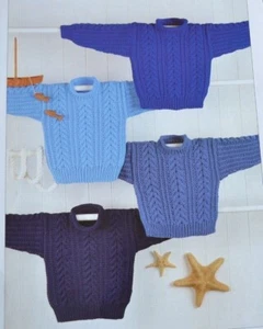 (36) Knitting Pattern - Baby Child's Aran Cable Sweater Jumper Sizes 22" - 32" - Picture 1 of 2