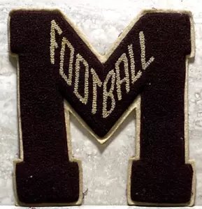 USED Antique M Football Letterman Patch Maroon White Jacket 20's 30's Felt Wool - Picture 1 of 2